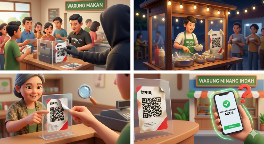 ilustrasi gambar mengenai 4 lokasi rawan modus penipuan QRIS
