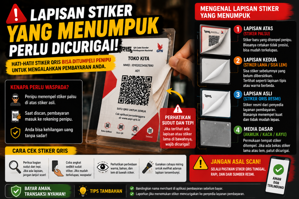 ilustrasi gambar yang menjelaskan lapisan stiker yang menumpuk perlu dicurigai